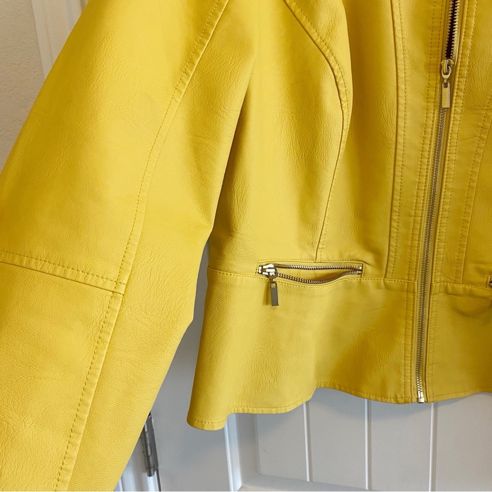 Bright Yellow Vegan Leather Jacket by BACCINI